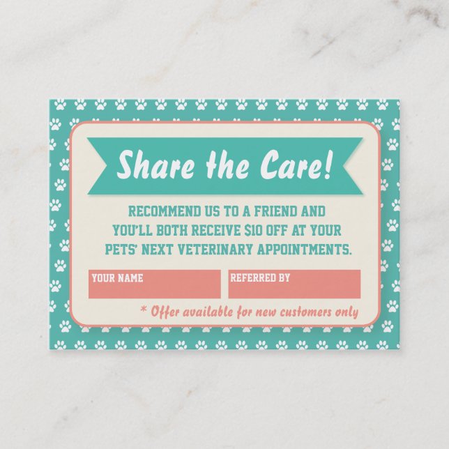 Veterinarian Referral Card - Personalizable (Front)