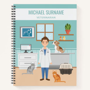 Veterinarian Room Vet Man Pet Doctor Custom Name Notebook