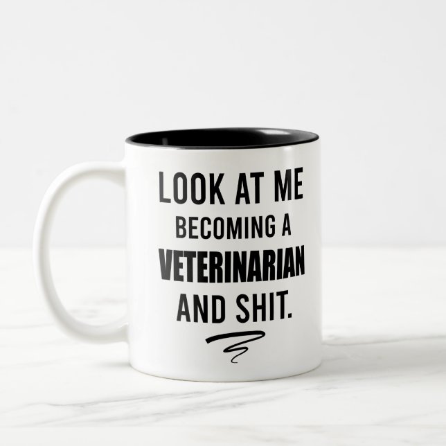 Veterinarian Shirt Funny Vet Graduation Gift Shirt Two-Tone Coffee Mug (Left)