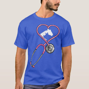 Veterinarian Stethoscope Heart of Cow and Pig for T-Shirt