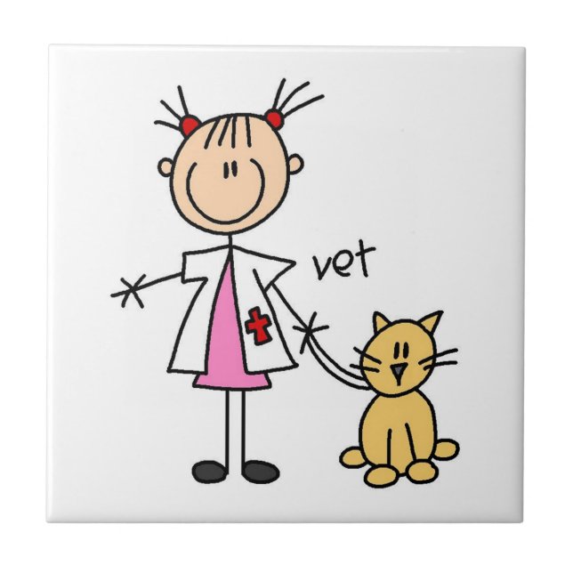 Veterinarian Stick Figure Ceramic Tile (Front)