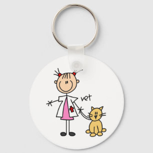 Veterinarian Stick Figure Key Ring