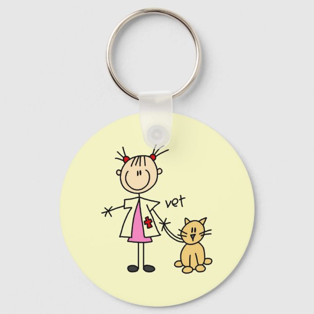 Veterinarian Stick Figure Key Ring (Front)