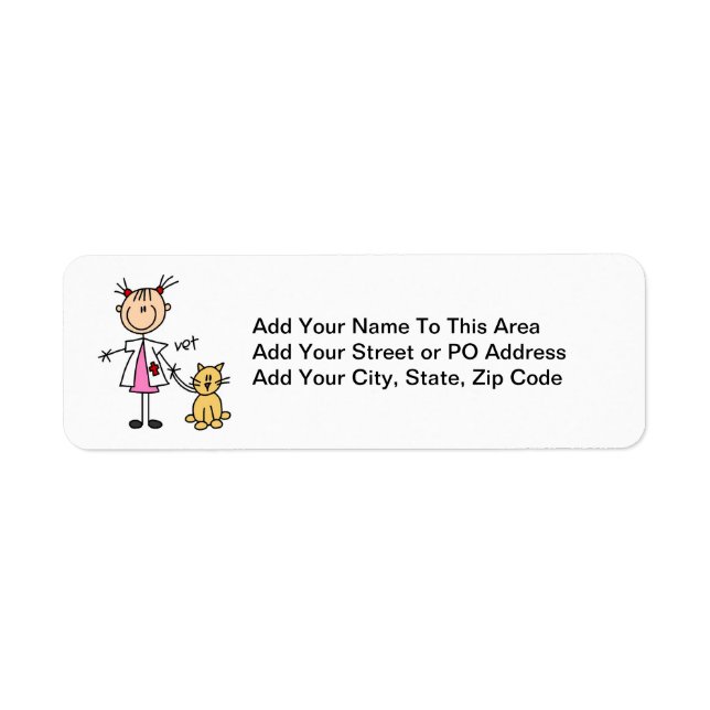 Veterinarian Stick Figure Return Address Label (Front)