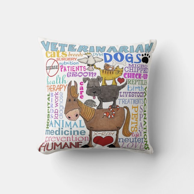 Veterinarian-Subway Art Vet Terms Cushion (Front)