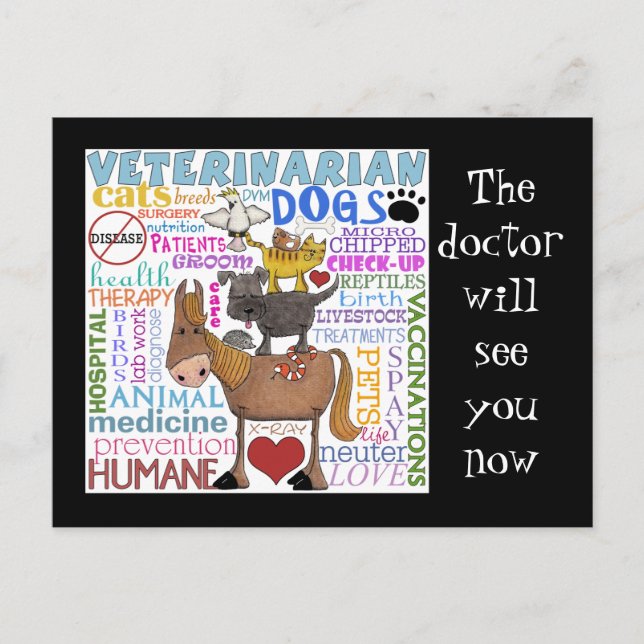 Veterinarian-Subway Art Vet Terms Postcard (Front)