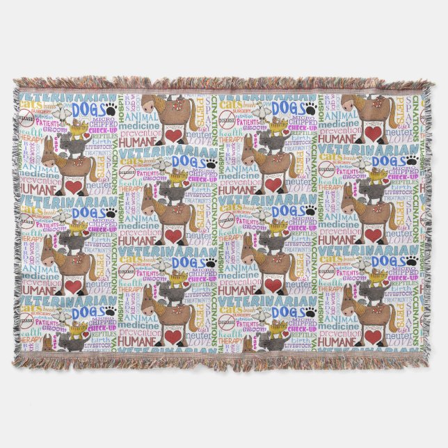 Veterinarian-Subway Art Vet Terms Throw Blanket (Front)