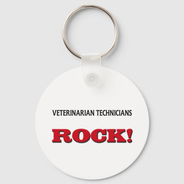 Veterinarian Technicians Rock Key Ring (Front)