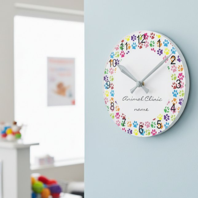 Veterinarian Vet Animal Pet Clinic Hospital paw Round Clock (Creator Uploaded)