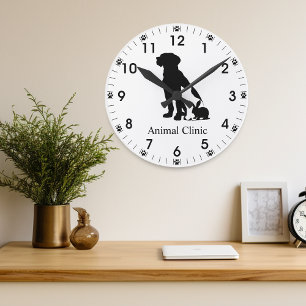 Veterinarian Vet Animal Pet Store Clinic Groomer Round Clock