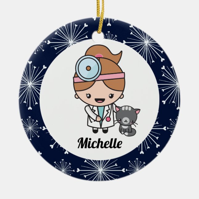 Veterinarian Vet Tech Cute Gift Ceramic Ornament (Front)
