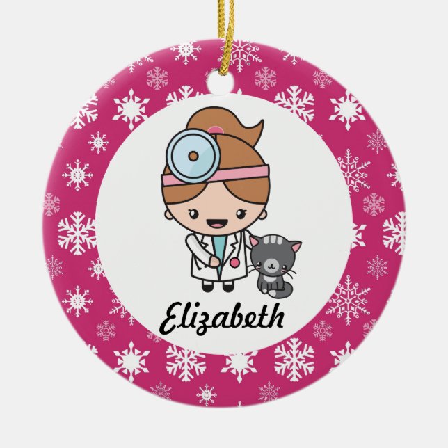 Veterinarian Vet Tech Personalised Ceramic Ornament (Front)