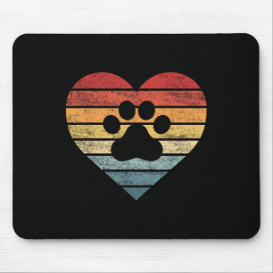 Veterinarian Vet Tech Retro Sunset Paw Print Dog C Mouse Pad