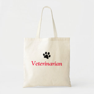 Veterinarian with Black Paw Print Tote Bag