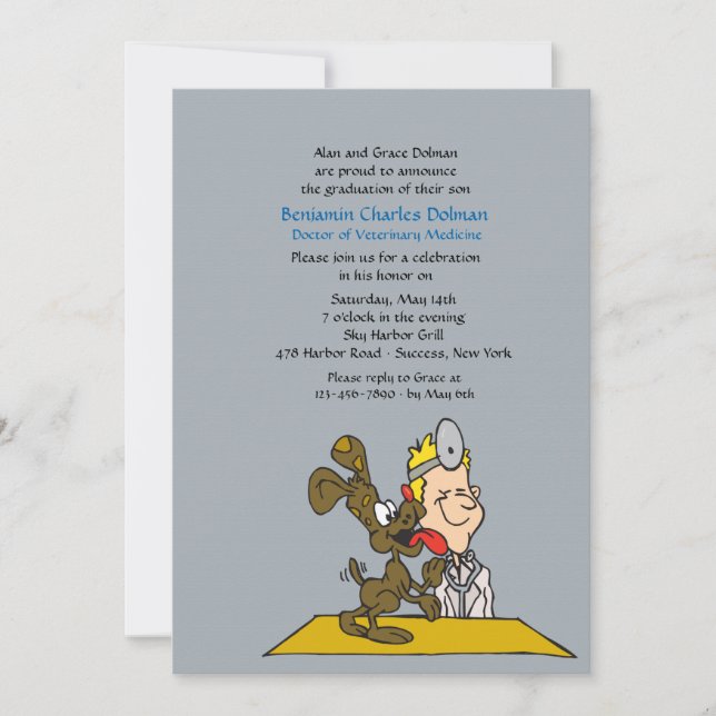 Veterinarian With Dog Graduation Invitation (Front)