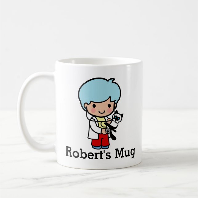 Veterinarian with Kitty Cat Coffee Mug (Left)