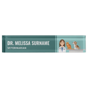 Veterinarian Woman Vet Clinic Pet Animal Doctor Nameplate