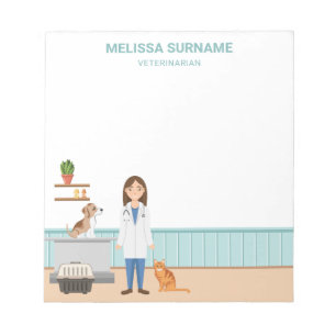 Veterinarian Woman Vet Clinic Pet Animal Doctor Notepad