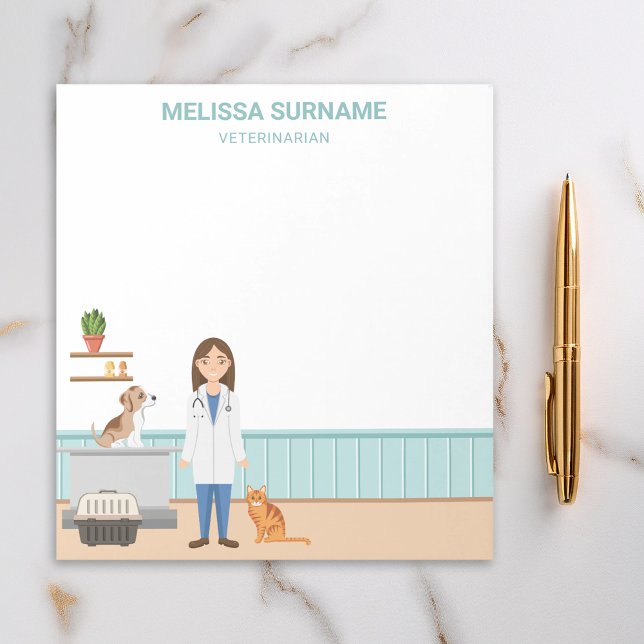Veterinarian Woman Vet Clinic Pet Animal Doctor Notepad (Creator Uploaded)