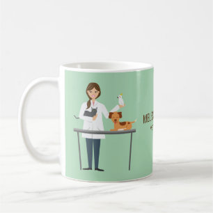 Veterinarian Woman With Animals & Custom Text Coffee Mug