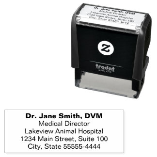 Veterinarian's Name Title Business Return Address Self-inking Stamp