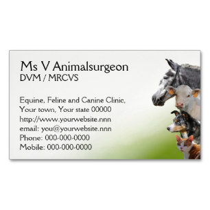 Veterinary all animals practice Magnetic business card