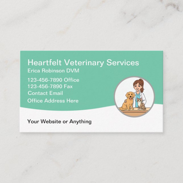 Veterinary Animal Hospital Services Business Card (Front)