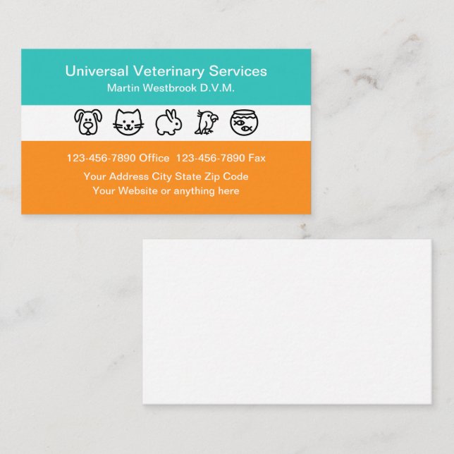 Veterinary Animal Pet Care Business Card (Front/Back)