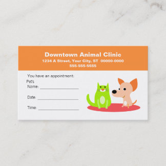 Veterinary Appointment Card