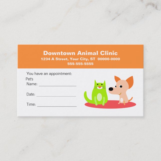 Veterinary Appointment Card (Front)