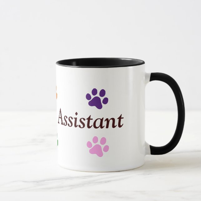 Veterinary Assistant-Colourful Paw Prints Mug (Right)