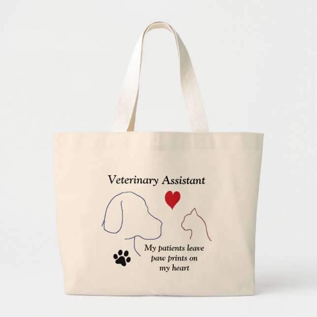 Veterinary Assistant- Paw Prints on My Heart #2 Large Tote Bag (Front)