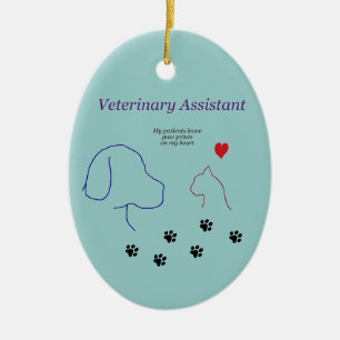Veterinary Assistant-Paw Prints on My Heart Ceramic Ornament
