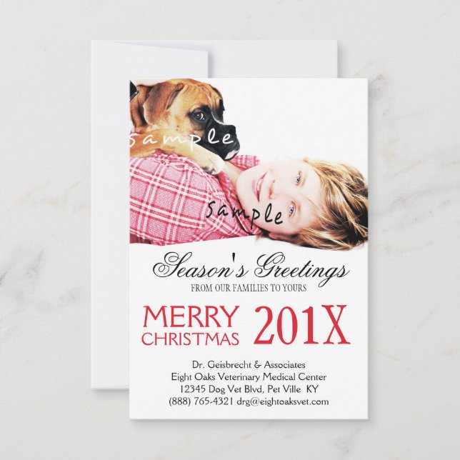 Veterinary Business Pet Photo Christmas Mailer Invitation (Front)