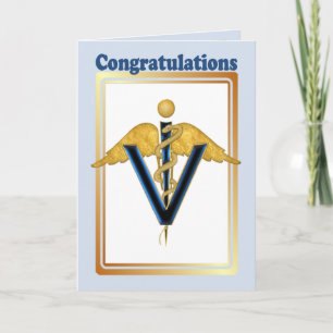 Veterinary Caduceus - Congradulations Card