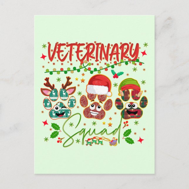 Veterinary Christmas Squad Veterinarians Coworkers Postcard (Front)