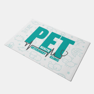 Veterinary Clinic Modern Teal Logo Doormat