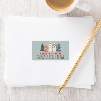 Veterinary Clinic Pet Business Christmas Address Label