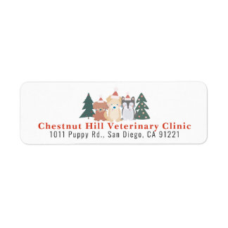 Veterinary Clinic Pet Business Christmas Address Return Address Label