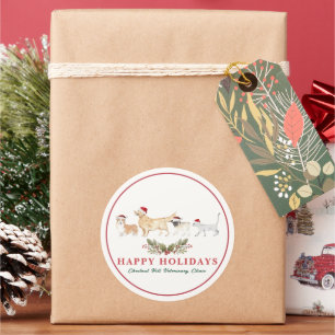 Veterinary Clinic Pet Sitter Business Christmas Classic Round Sticker