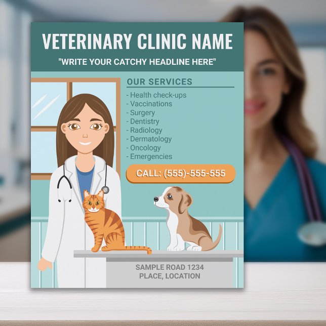 Veterinary Clinic Vet Services Animal Hospital Flyer (Creator Uploaded)