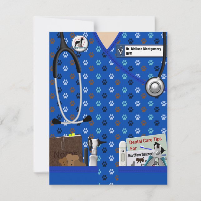 Veterinary Graduate Announcement In Pattern Blue (Front)