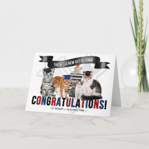 Veterinary Graduate Humourous Cats in Caps Card