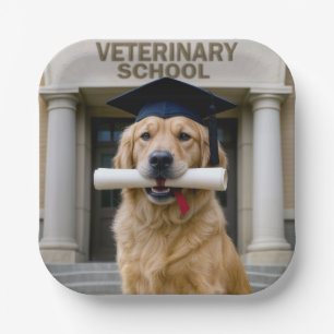 Veterinary Graduate School Golden Retriever Paper Plate