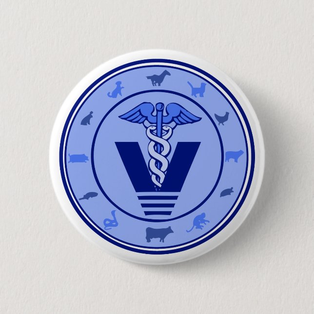 veterinary logo 5 6 cm round badge (Front)