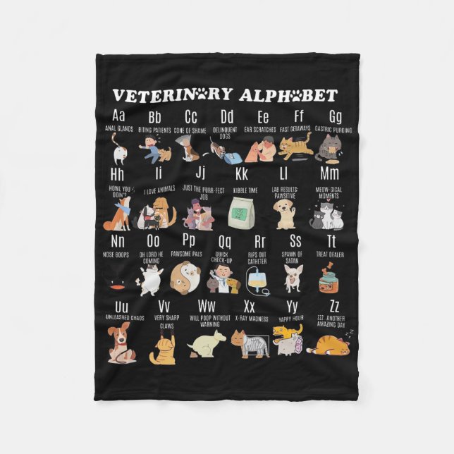 Veterinary Medicine Alphabet Vet Nurse Student Sch Fleece Blanket (Front)