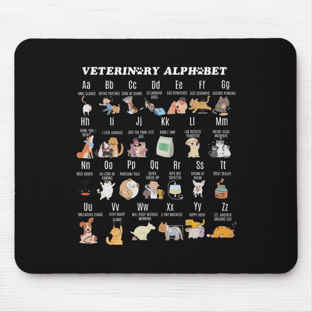 Veterinary Medicine Alphabet Vet Nurse Student Sch Mouse Pad (Front)