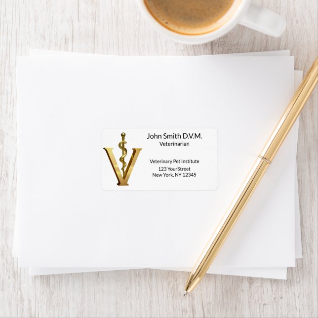 Veterinary Medicine Elegant Asclepius Vet Gold V Label (Insitu)