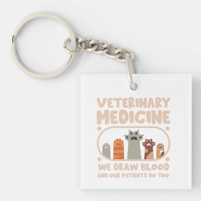 Veterinary Medicine funnu pet Key Ring (Front)