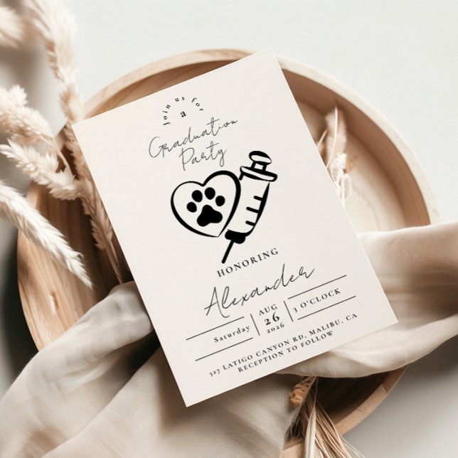 Veterinary Medicine Paw Graduation Party Invitation (Creator Uploaded)